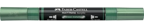 Faber-Castell Multimark Acryl Dual Marker Farbe 295, Grün Metallic, Art Set Supplies Acrylmarker Stift auf Wasserbasis, doppelseitig, fette & feine Spitze, Kunstmarker, Malstifte, Textmarker