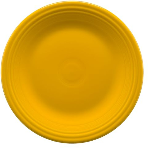 Fiesta® Classic Rim 10.5” Dinner Plate – Durable Ceramic, Lead-Free, Dishwasher/Microwave/Oven Safe – Made in USA - Daffodil
