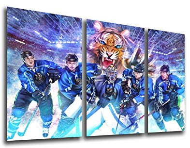 Straubing Eishockey, Fan Artikel Leinwandbild 3Teiler Gesamtmaß 120x80cm, Auf Holzrahmen gespannt, Kein Poster oder billig Plakat, Must Have für echte Fans