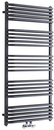 MILANO Anthracite D Bar Middle Connection Heated Towel Rail 1269 x 600mm