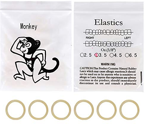 RZJZGZ Orthodontic Elastic Bands, Monkey 3/8, 5 Packs (500 pcs) | Dental Orthodontic Elastics, Latex Rubber Bands