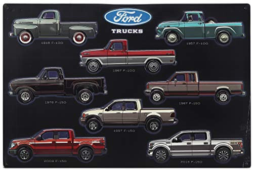 Ford Trucks Collage geprägtes Metallschild – Vintage Ford Wandkunst für Männerhöhle oder Garage