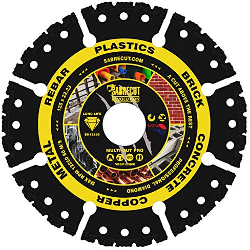 1 x SabreCut VBSC125MU 125mm (5 inch) x 22.23mm Bore Vacuum Brazed Multi Material Cutting Angle Grinder Circular Saw Diamond Disc Blade