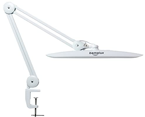 bemelux 24W Große Drehbare LED-Schreibtischlampe mit Klemme, 2200 Lumen Superhell, 4 Helligkeitsstufen Dimmbar für Bürobeleuchtung, Zuhause, Architekten, 20 Zoll breit und 117 Stück SMD-LEDs(Weiß)