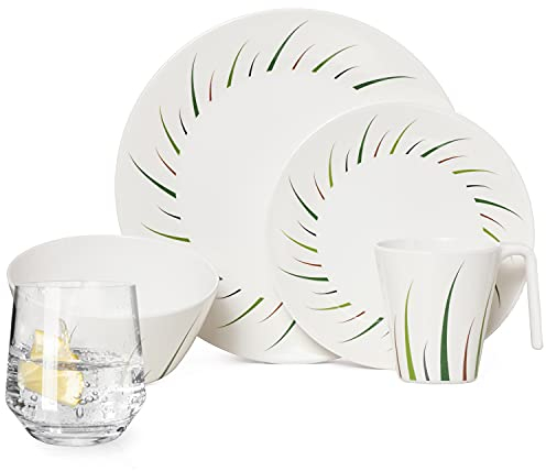 Vaisselle de camping pour 4 personnes I 16-32 pièces I Mélamine I Verres à eau en option Verres à vin Verres à champagne Flûtes à vin blanc Verres à vin rouge