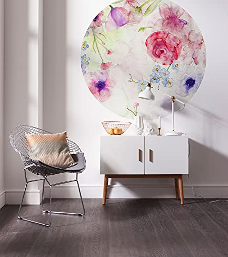 Komar DOT runde und selbstklebende Vlies Fototapete - Floret - Ø Durchmesser 125 cm - Tapete, Blumen, Wandtattoo, Schlafzimmer, Wohnzimmer, Wanddeko - D1-074