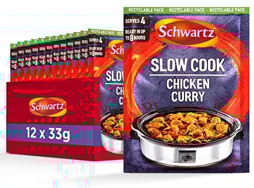 Schwartz Chicken Curry Slow Cookers Recipe Mix 33 G | Pack of 12 | No Artificial Colours or Flavourings | No Added Preservatives or MSG | Suitable for Vegetarians