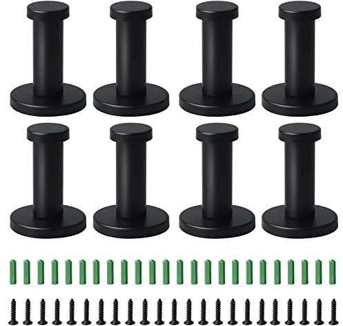 SWAWIS 8 Stück Garderobenhaken Schwarz Kleiderhaken Rund Wandhaken 53mm Edelstahl Handtuchhaken Haken Schwarz inkl. Befestigungsmaterial, Rostfrei Kleiderhaken für Badezimmer Küche Schlafzimmer