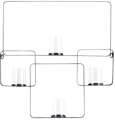 Geometrischer Wandkerzenhalter Metall schwarz 4 Glaszylinder Industrie Palawan