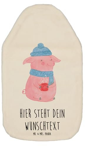 Mr. & Mrs. Panda Personalisierte Wärmflasche Schweinchen Glühwein - Personalisierte Geschenke, Kinderwärmflasche mit Namen, Betrunken,