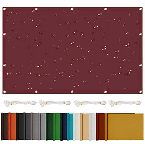 Toldo Vela de Sombra Rectangular 4 x 8 m 98% de Protección UV Impermeable Red De Sombra Reflectante con Cuerdas y Ojal para Exteriores, Jardín, Balcón, Garden, Rojo Oscuro
