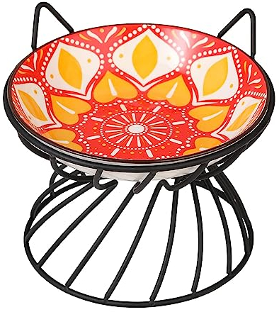 Gamelle pour Chat Surélevée - Bol Chat Ceramique avec Support en Métal Antidérapant - Anti Vomissement - Confortable Repas - 250 ML