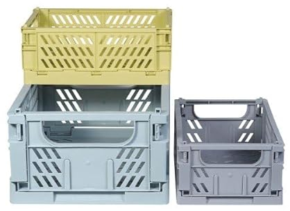 Kindsgut Klappkisten-Set, faltbare Aufbewahrungs-Box aus Kunststoff, mehr Ordnung in dezenten Farben und schlichtem Design, stapelbar, Ella