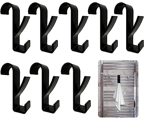 Hacken für Heizkörper 8 Stück Haken für Rundheizkörper Rundheizkörper Haken Handtuchhaken Handtuchhalter Heizkörperhaken Bademantel Haken Radiator Towel for All Common Radiators-Schwarz