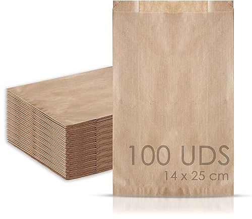 MAMAPAS 100 Sacs papier kraft 14+5x25 Sacs papier, sacs de communion, sacs kraft, sacs papier, sacs papier kraft, sacs cadeaux, sacs sandwich, sacs boulangerie, sacs papier kraft