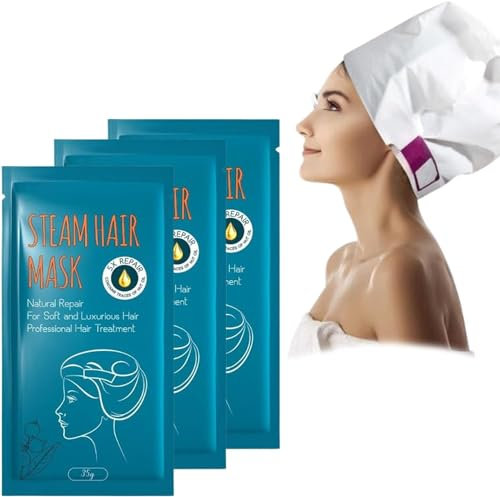 Natural Repair Steam Hair Mask, Heating Steam Hair Mask, Automatic Repair Steam Hair Mask Cap, Hair Nourishing Treatment Mask for Curly Straight Dry & Damaged Hair (3Pcs)