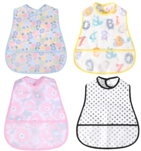 norinori Baby Lätzchen Wasserdicht Kurzarm Schürze mit eingebauter Tasche für 6-48 Monate Boys Girls/Kleinkinder