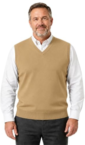 Krumba Hommes Pull Gilet pour Plus Taille: Grande Hauteur Col V sans Manches Tricoter Coton Arrêtez-Vous Bronzer 3XL