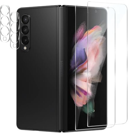 [2+2 Pièces] Verre Trempé pour Samsung Galaxy Z Fold 3, 9H Film en Protection Écran, Anti-Rayures, HD,vitre protection écran en ultra résistant anti choc