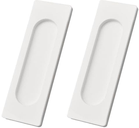 MOROBOR Lot de 2 poignées de porte coulissante rectangulaires autocollantes en alliage d'aluminium pour porte de grange coulissante, placard, armoire, tiroirs (blanc, 100 mm)
