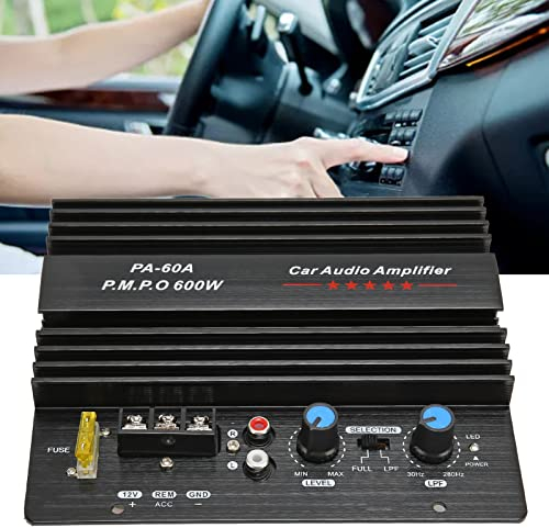 Ejoyous Subwoofer Amplificatore per Auto, Amplificatore di Potenza Stereo per Auto 12V 600W Scheda Amplificatore per Auto in Alluminio Scheda Subwoofer per Bassi per Altoparlanti per