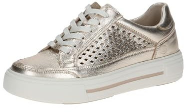 CAPRICE Damen Plateau Sneaker aus Leder mit Lochmuster, Metallisch (Platin Metal.), 38.5 EU
