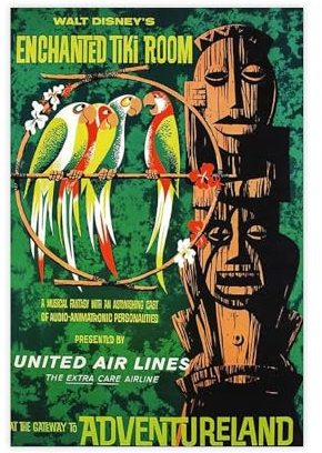 doegka Attraction Enchanted Tiki Room Vintage-Poster, Leinwandposter, Wandkunst, Dekordruck, Bild Gemälde für Wohnzimmer, Schlafzimmer, Dekoration, 30 x 45 cm