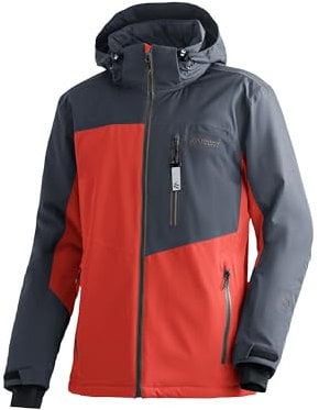 Maier Sports Oravice, Warme Herren Skijacke, Wasserdichte Winterjacke mit 4-Wege-Stretch, mTEX Wetterschutz und mTHERM für hohen Wärmerückhalt, PFC-frei, Rot/Grau, 54