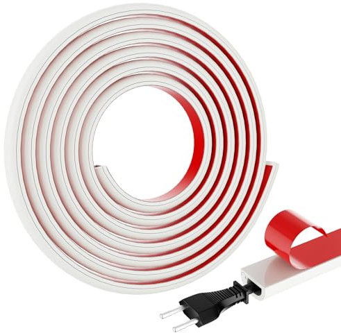 Kabelkanal Weiß Selbstklebend, 3M Mini Flexibler Kabelkanal Selbstklebend Bogen, Kabel Verstecken, 1.5 * 1.0CM Kabelschacht Für Wände Böden
