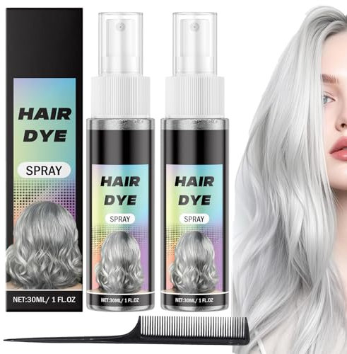 2 Stück Haarfarbe Grau,Haarfarbe Silber,Natürlicher Essenzextrakt Haarfarbe Silbergrau,Modisches Silbergrau Haarfarbe,Pflegende Pflege,Sorgt für Gesundes Haar,Geeignet für Alle Haartypen