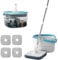 Trapeador giratorio de 360° y cubo con 3 almohadillas de microfibra lavables, separación de agua sucia y limpia, juegos de fregona y cubos para limpiar pisos, paredes, vidrio
