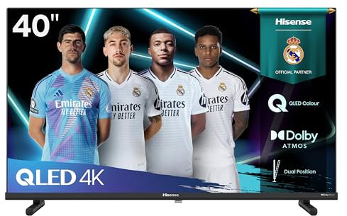 Hisense 40A5Q - QLED Smart TV 40 Pulgadas, Dolby Atmos, Modo Juego, Entrada USB Tipo C, Peana con Doble posición, Control por Voz Alexa, Función Compartir en TV, Auto Ordenación Canales TDT