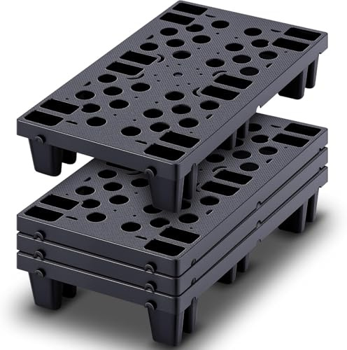 Hanured® 4 piezas Palets de plástico, Palés apilables a prueba de humedad con rejillas transpirables para supermercados, garajes y almacenes, 50x30x10 cm