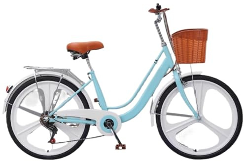 NDLHXKFRP Klappbare Pedale Fahrrad, 7-Gang-City-Pendlerfahrrad, Low-Step-Rahmen, Verstellbarer, mehrfarbiger 22-26 Zoll(Blue,22inch)