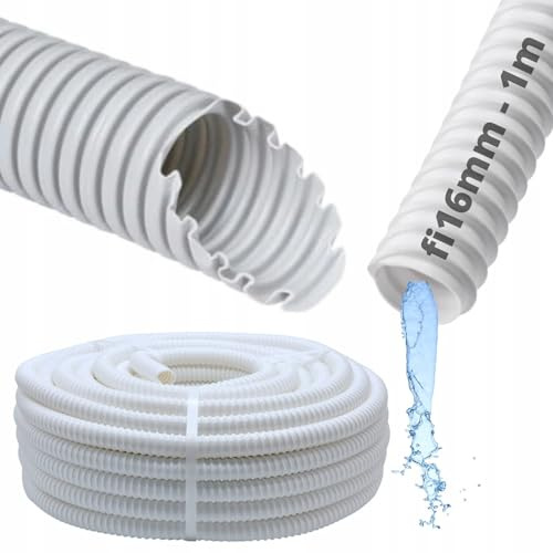 SYSTERM Universal Kondensatleitung Ø16mm, Flexibler Ablaufschlauch Kondenswasser Schlauch für Klimaanlagen & Split-Klimageräte – UV-beständig & Verstärkt – Länge: 5m