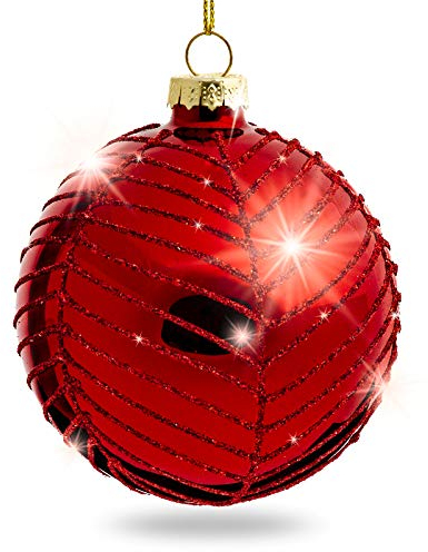 Sikora Highlights 4er Set ausgefallene Christbaumkugeln aus Glas Rot 8cm, Farbe/Modell:Modell New York rot, Höhe in cm:8 cm