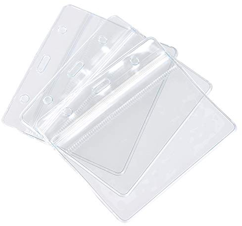 100PCS Ausweishülle Horizontal Ausweishalter 98x82mm ausweishülle PVC Transparente Kartenhalter Kartenhülle Namensschilder, für Business Ausstellung Karten Studentenausweise Visitenkarten Buskarten