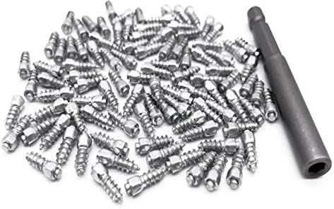 Dogggy 100 StüCke 12Mm Rutschfeste Schnee Reifenbolzen Schraube Rad Reifen Reifen Spikes Rutschfeste Anti-Eis FüR Auto Suv Mit Installation Tool Auto ZubehöR Schneeketten Reifen Spikes Trim