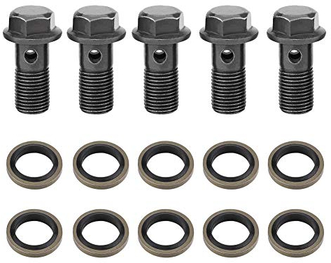 5 PCS Arandelas y Tornillos Banjo ,Brake Banjo Bolt iron Tornillos y arandelas de freno de motocicleta para pinza de freno Cilindro maestro M10 x1 . 25/M10 * 1 . 0mm(M10×1 . 25mm) ,exterior automotriz