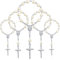 Yaomiao 30 Pièces Chapelet de Baptême Chapelet en Acrylique Chapelets de Baptême de Doigt de Perles Fausses Perles pour Faveurs Baptême Communion Mariages Fête (Chaîne Argent Perle d'Argent)