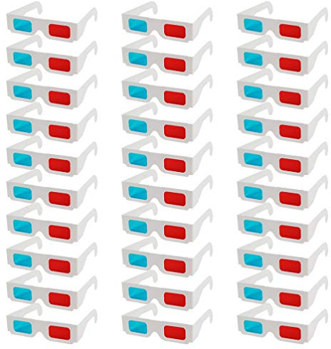 30st 3D-Brille Aus Papier Einweg 3D Gläser Cyan 3D Brille Film Anaglyphenbrille 3D-filmbrille 3D-anaglyphenbrille 3D-karton-Brille 3D-Papier Dreidimensional Kind Weiß Rahmen Brille