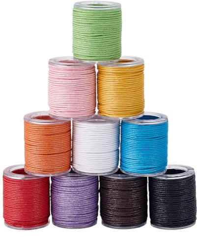 PH PandaHall 10 Couleurs Cordon en Nylon 1mm 100m pour Bracelets et Bijoux