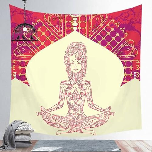 EHOMERY Wandbehang Anime Wanddekoration Gemälde Bunt Mandala-Yoga Wandteppich Anime Mädchen Wandtuch Ethno Wandbehang Deko Wandschmuck Groß Schlafzimmer Wohnzimmer Wanddekoration 130X150Cm