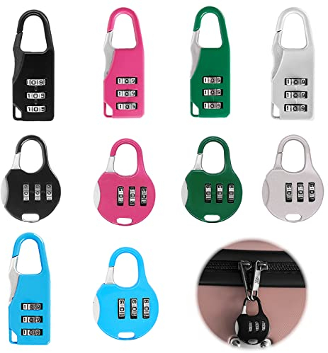 10 Stück Zahlenschloss 3 Stellig Kleines Gepäckschloss Zahlenschloss Mini Vorhängeschloss Kofferschloss Mit Zahlencode für Fitnessraum Schließfächer Reisen Gepäck Rucksack(5 Farben)