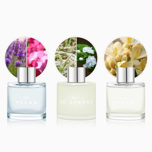 Set of 3 Fragrance Reed Diffusers,50ml Lavender Jasmine Freesia Aromatherapy Diffuser Set with 12 Black Fiber Sticks,Air Freshener for Bedroom Bathroom Office