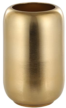 EGLO LIVING Metallvase Abucay, Elegante Deko Vase, Dekovase für Wohnzimmer, Blumenvase aus Metall in Messing Gebürstet, Tischdeko 24 cm