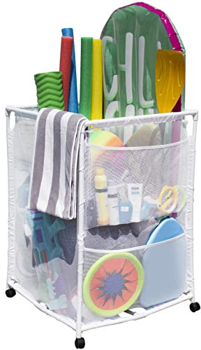 Pool Bins Aufbewahrungskorb für Rollbecken, mittelgroß, 64,5 cm B x 64,5 cm L x 101,6 cm H, Weiß