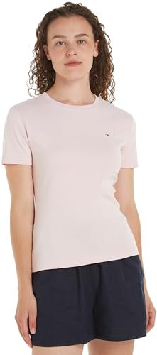 Tommy Hilfiger T-Shirt Manches Courtes Femme New Slim Cody Col Ras-du-Cou, Rose (Whimsy Pink), XL