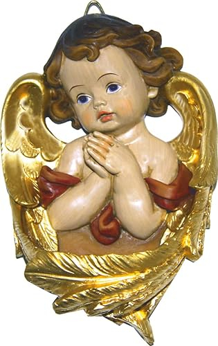 FADEDA Caldera de agua bendita 'cabeza de ángel' /altura: 14 cm/pintado a mano/figuras de belén detalladas, decoración de mesa de Navidad, accesorios para belén