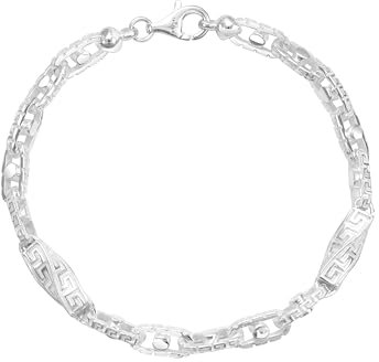 TAIPAN Santorini Greek Design Armband 6mm breit aus 925 Sterlingsilber Silber Kette 17cm 19cm 21cm lang unisex (21)